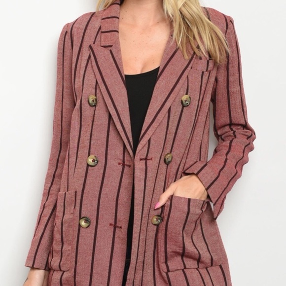 Jackets & Blazers - FINAL PRICE💰 Mauve Striped Button Front Blazer